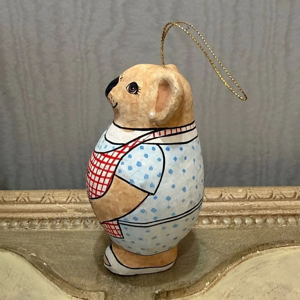 Vintage Baker Koala Bear Ornament Round Belly Papier Mache Hand Crafted Bakery